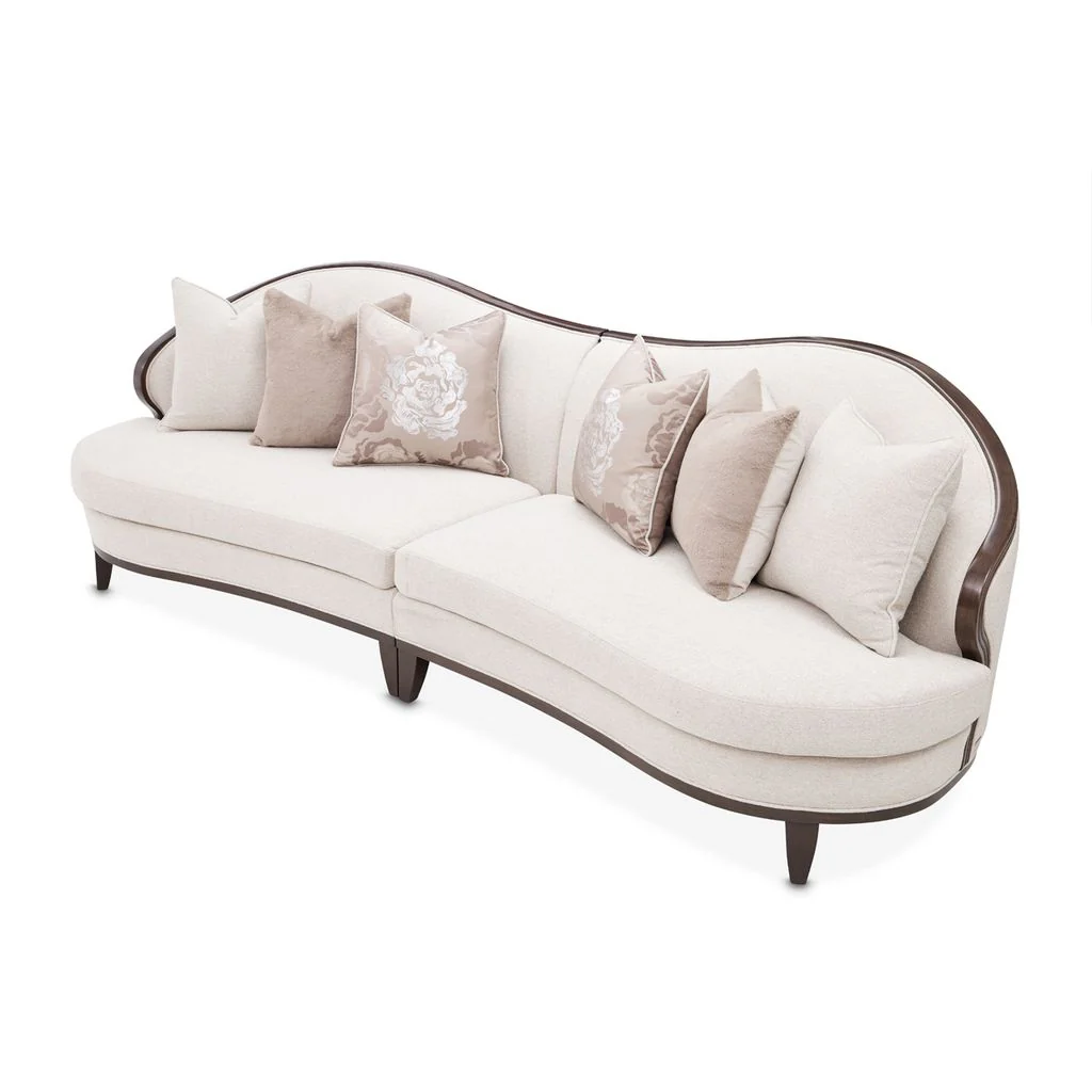 Michael Amini Camellia Field 2-Piece Chenille Sofa - Linen/Warm Pecan - Image 2