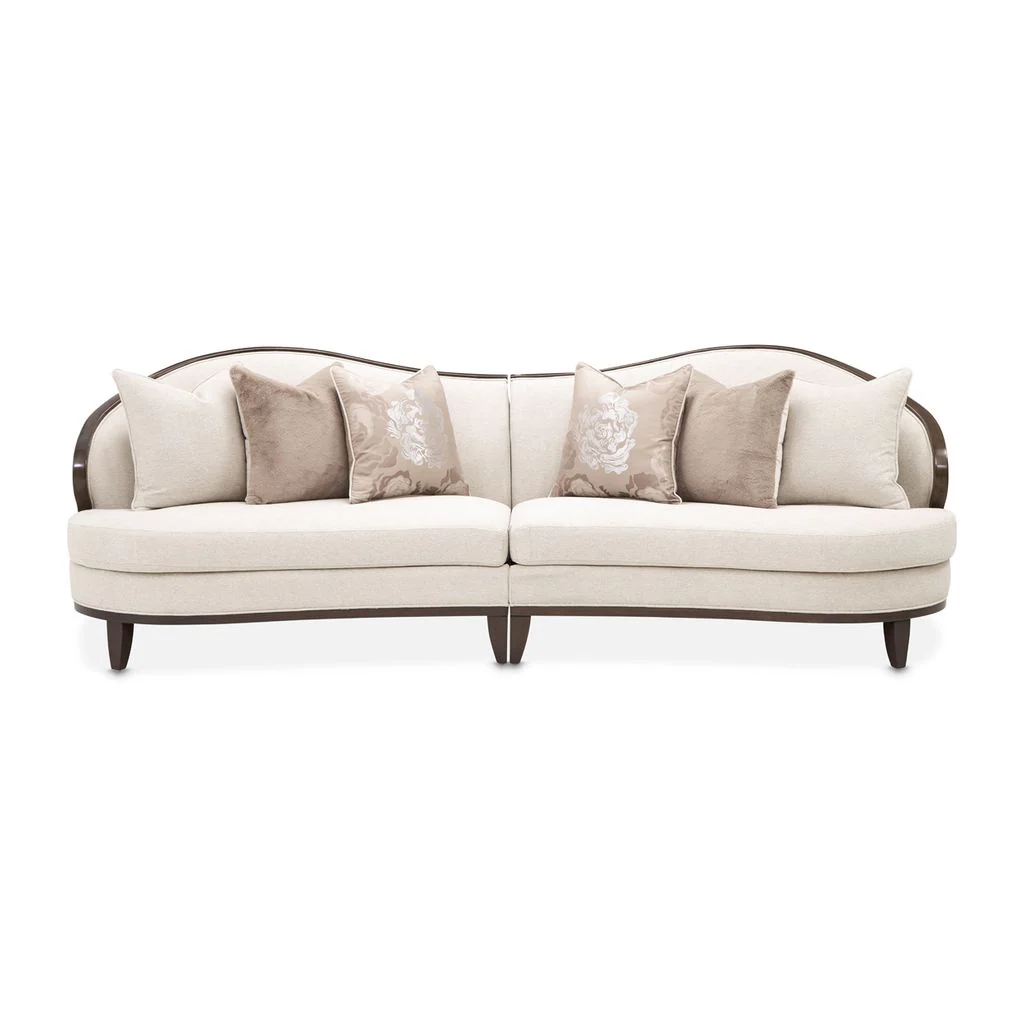 Michael Amini Camellia Field 2-Piece Chenille Sofa - Linen/Warm Pecan - Image 4
