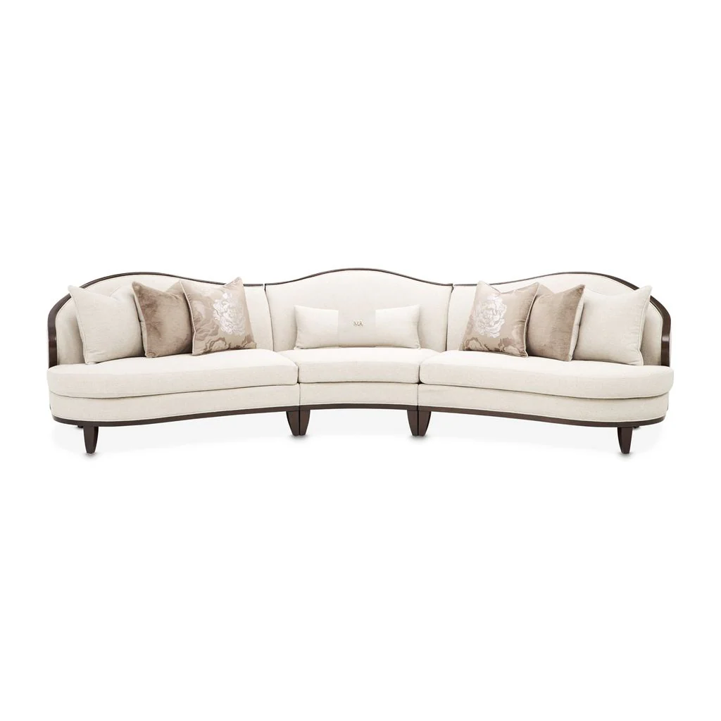 Michael Amini Camellia Field 3-Piece Chenille Sofa - Linen/Warm Pecan - Image 2
