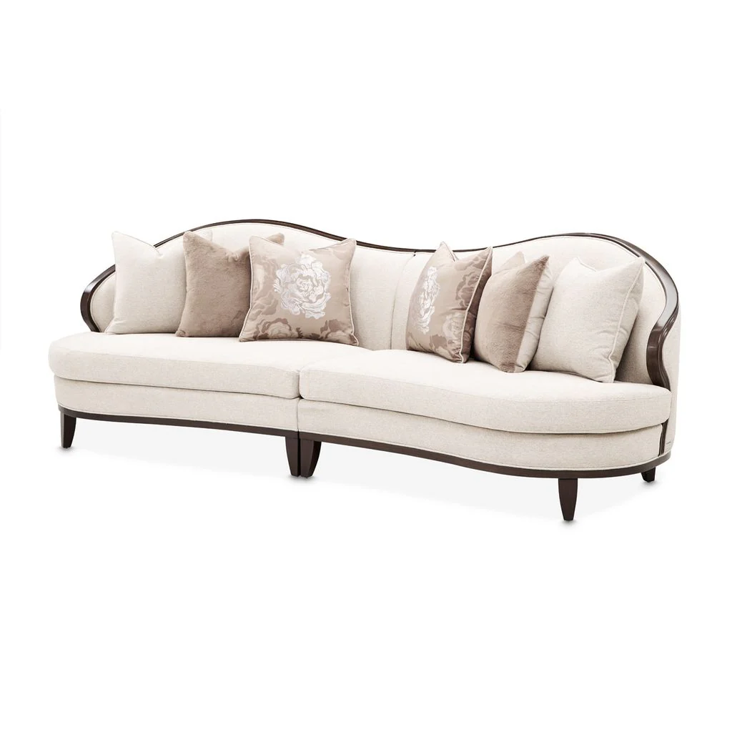 Michael Amini Camellia Field 3-Piece Chenille Sofa - Linen/Warm Pecan - Image 5