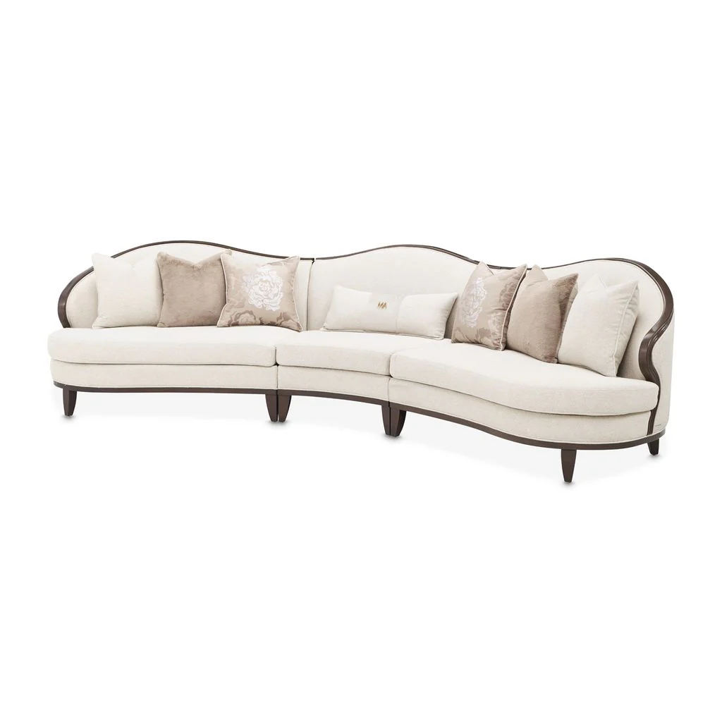Michael Amini Camellia Field 3-Piece Chenille Sofa - Linen/Warm Pecan - Image 6