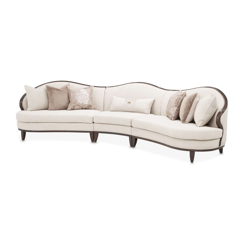 Michael Amini Camellia Field 3-Piece Chenille Sofa - Linen/Warm Pecan - Image 7