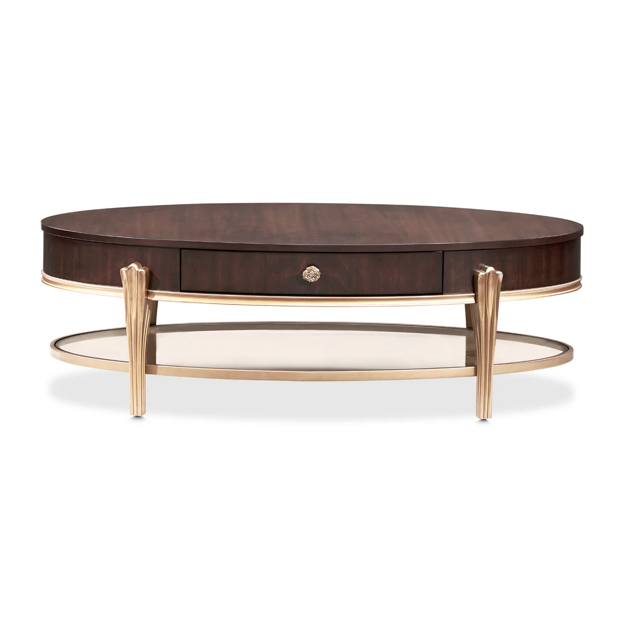 Michael Amini Camellia Field Caramel Oval Cocktail Table - Image 10