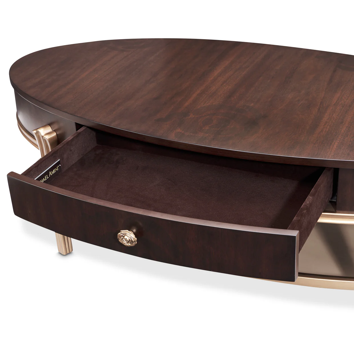 Michael Amini Camellia Field Caramel Oval Cocktail Table - Image 6