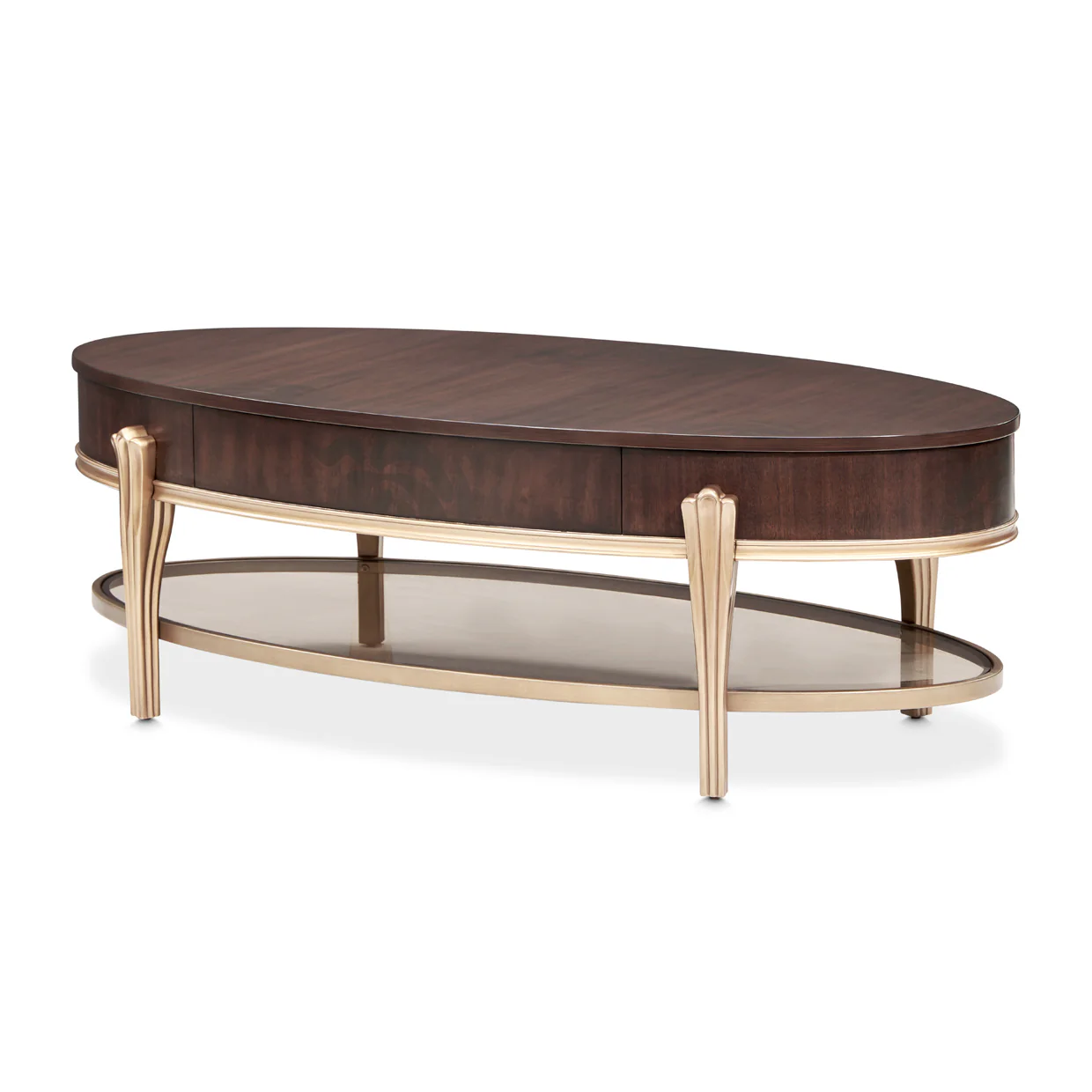 Michael Amini Camellia Field Caramel Oval Cocktail Table - Image 8