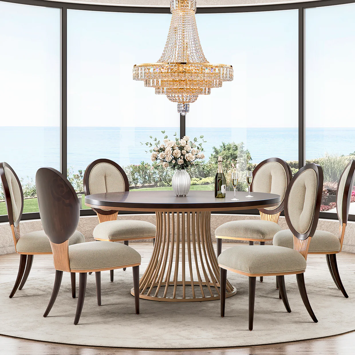 Michael Amini Camellia Field Caramel Round Dining Table - Image 6
