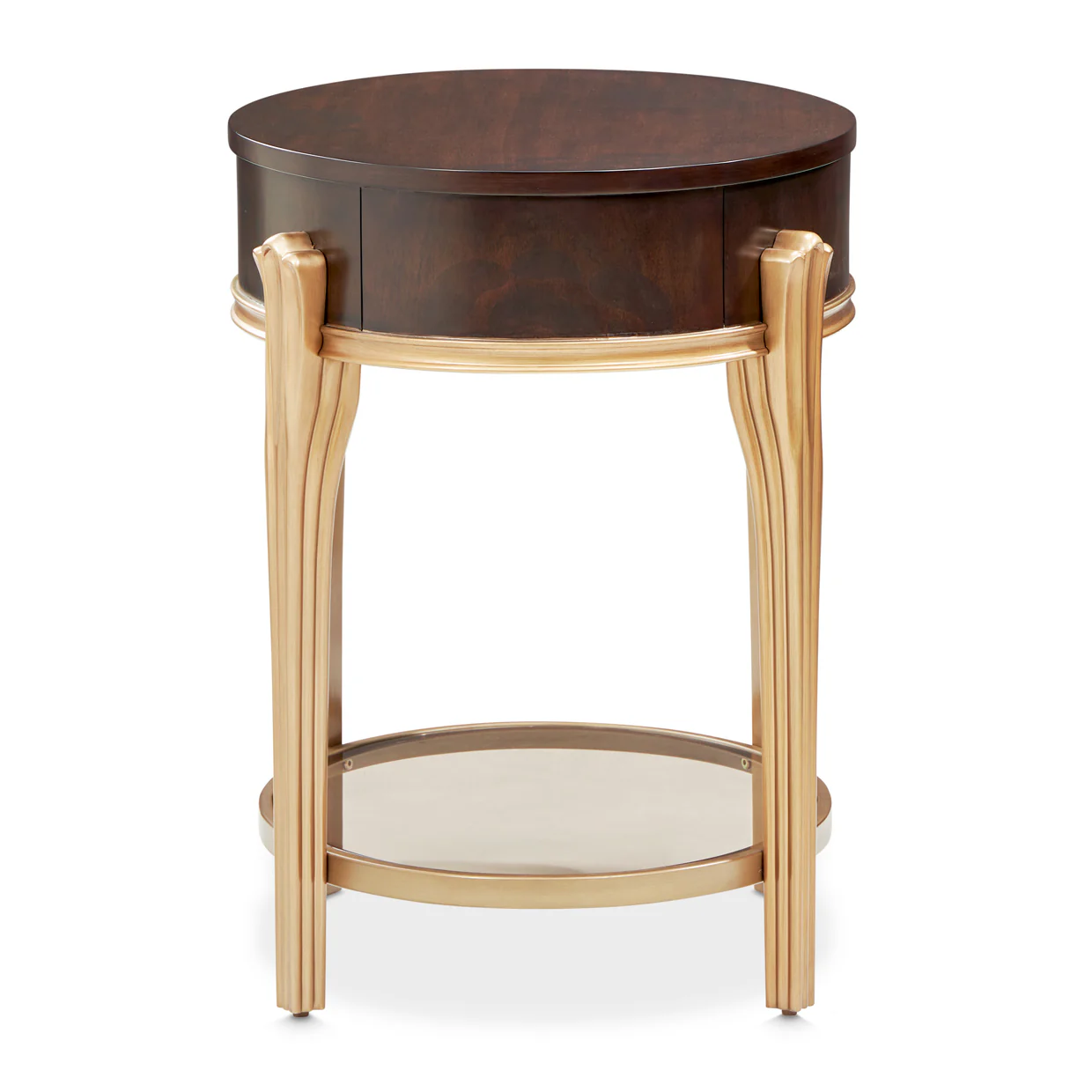 Michael Amini Camellia Field Caramel Round End Table w Drawer - Image 12