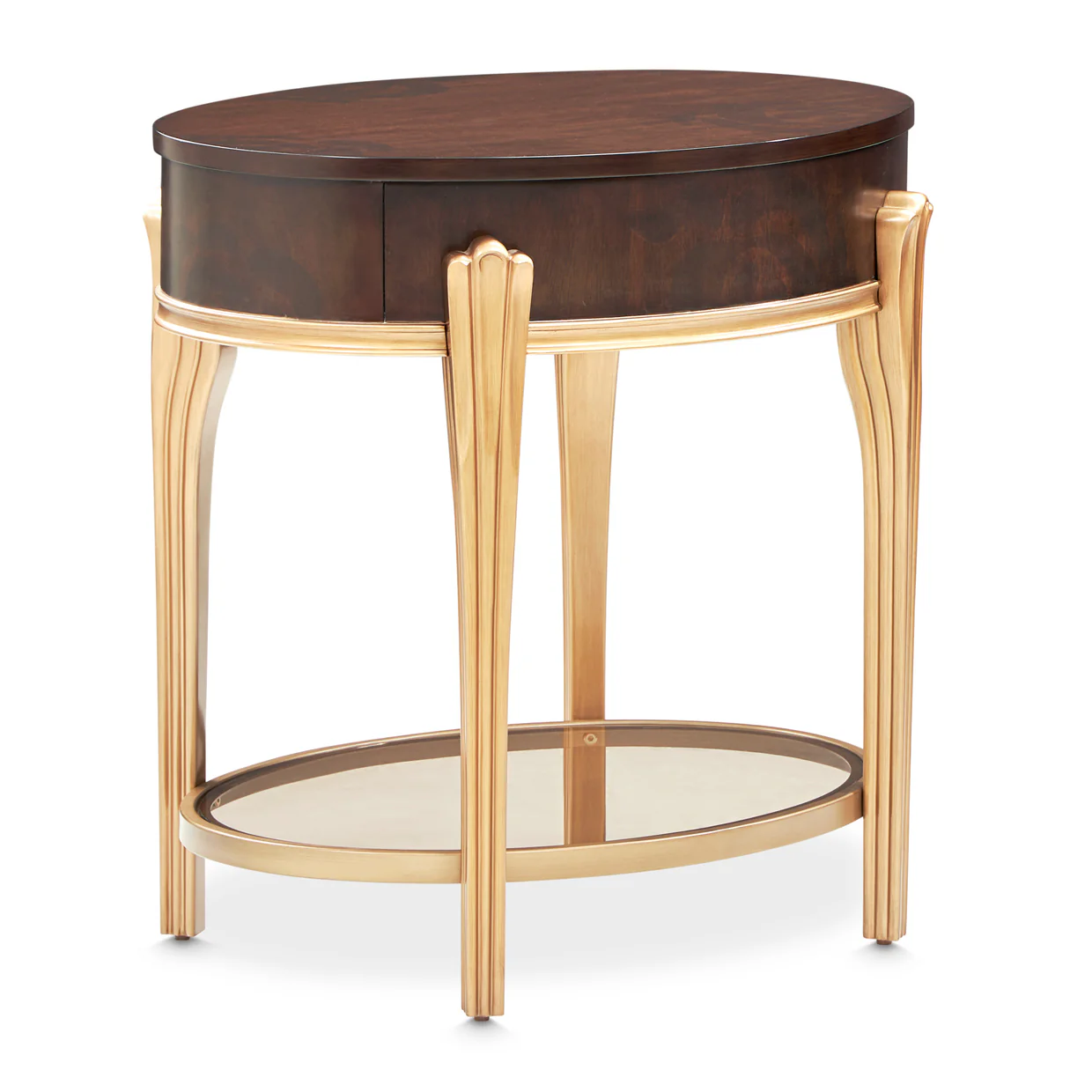 Michael Amini Camellia Field Caramel Round End Table w Drawer - Image 13