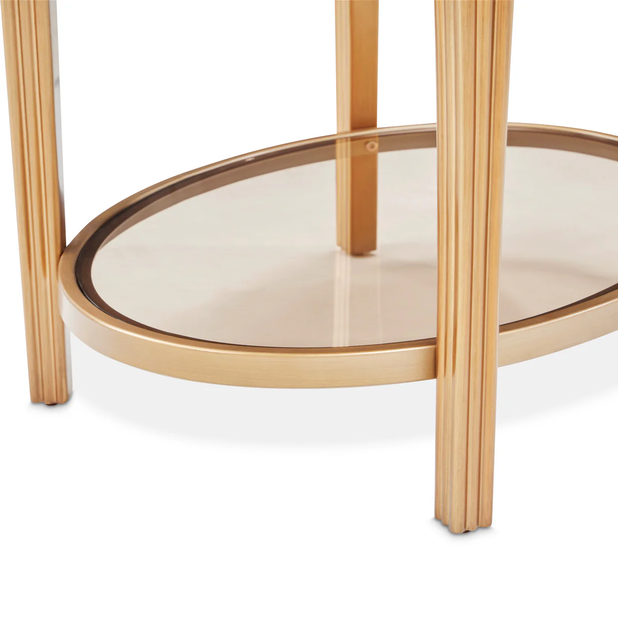 Michael Amini Camellia Field Caramel Round End Table w Drawer - Image 4