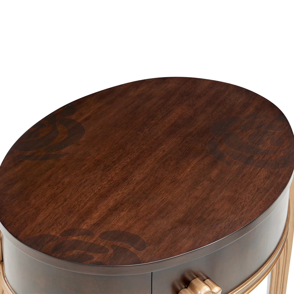 Michael Amini Camellia Field Caramel Round End Table w Drawer - Image 7