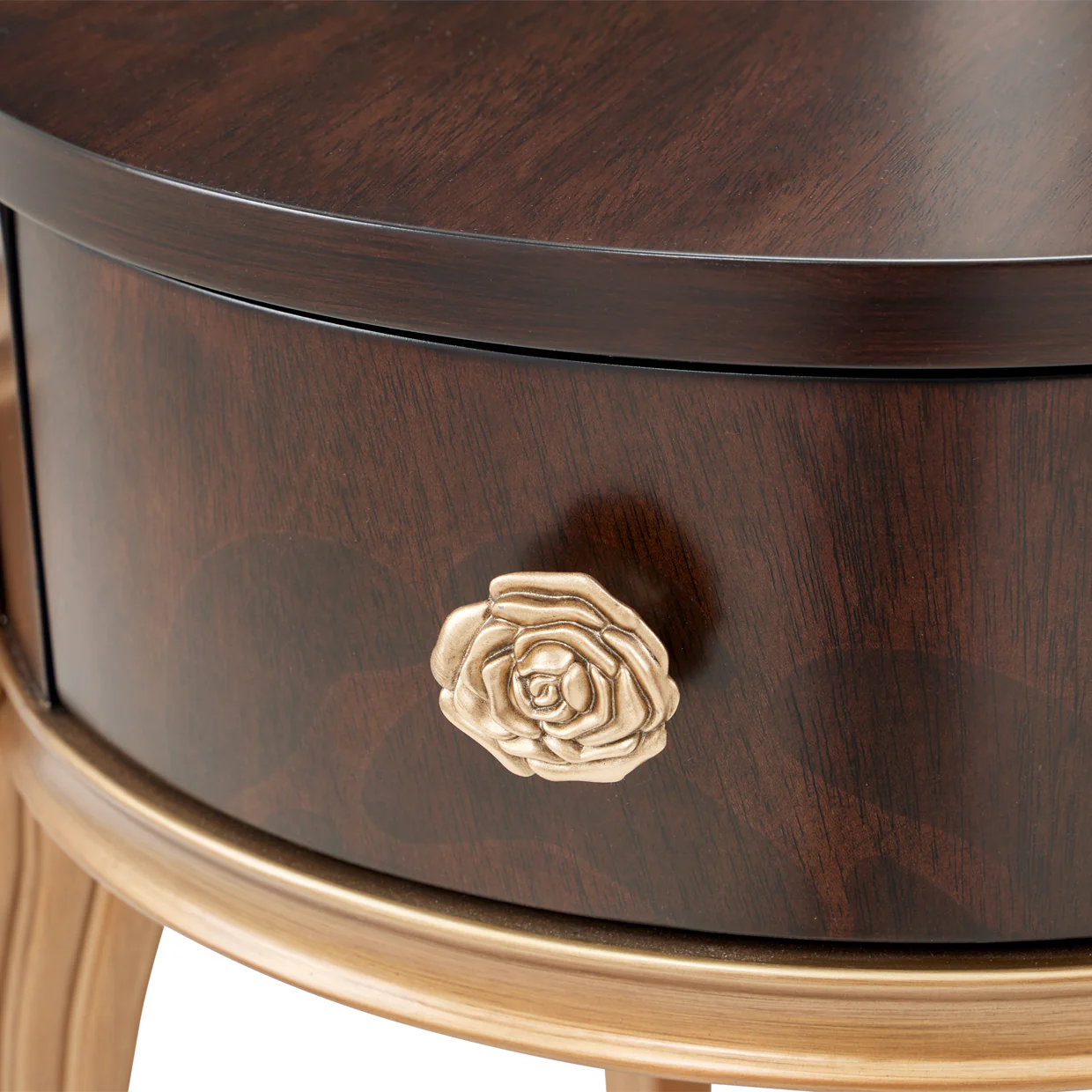 Michael Amini Camellia Field Caramel Round End Table w Drawer - Image 8