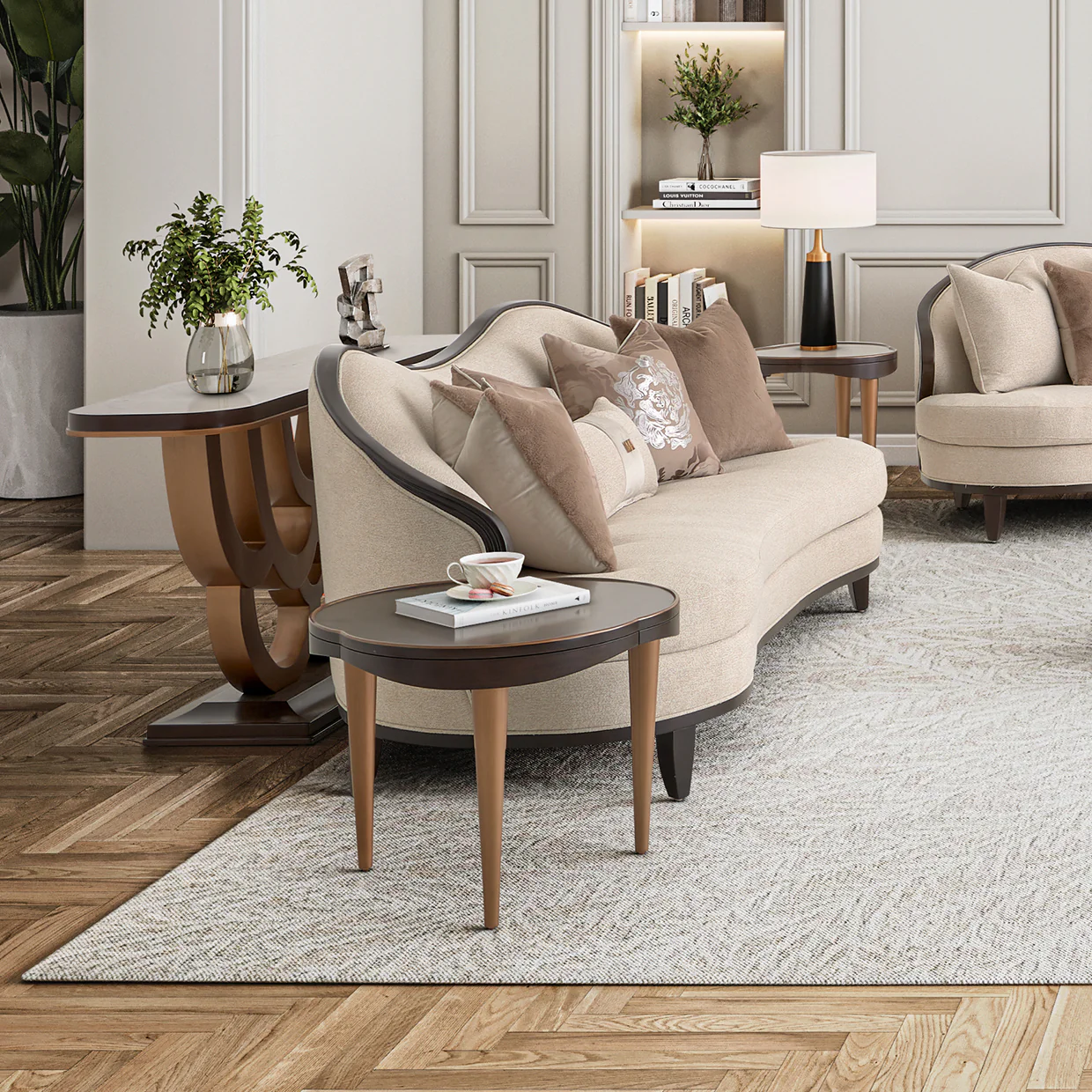 Michael Amini Camellia Field Caramel Sofa Cornsilk Caramel - Image 20