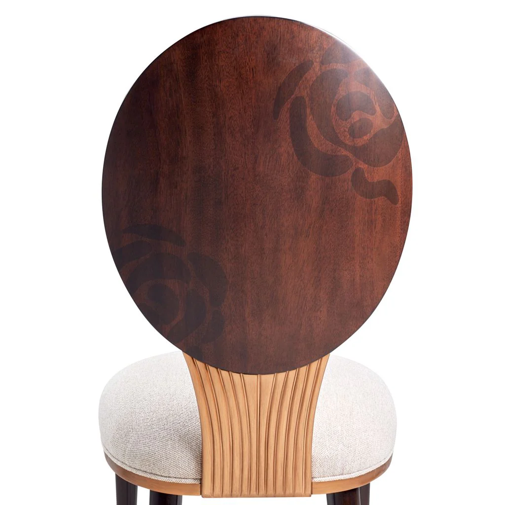 Michael Amini Camellia Field Dining Side Chair - Linen/Warm Pecan - Set of 2 - Image 13