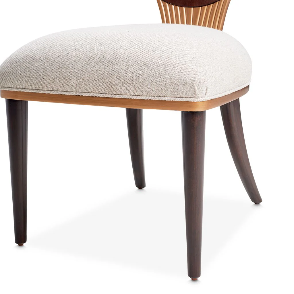 Michael Amini Camellia Field Dining Side Chair - Linen/Warm Pecan - Set of 2 - Image 18