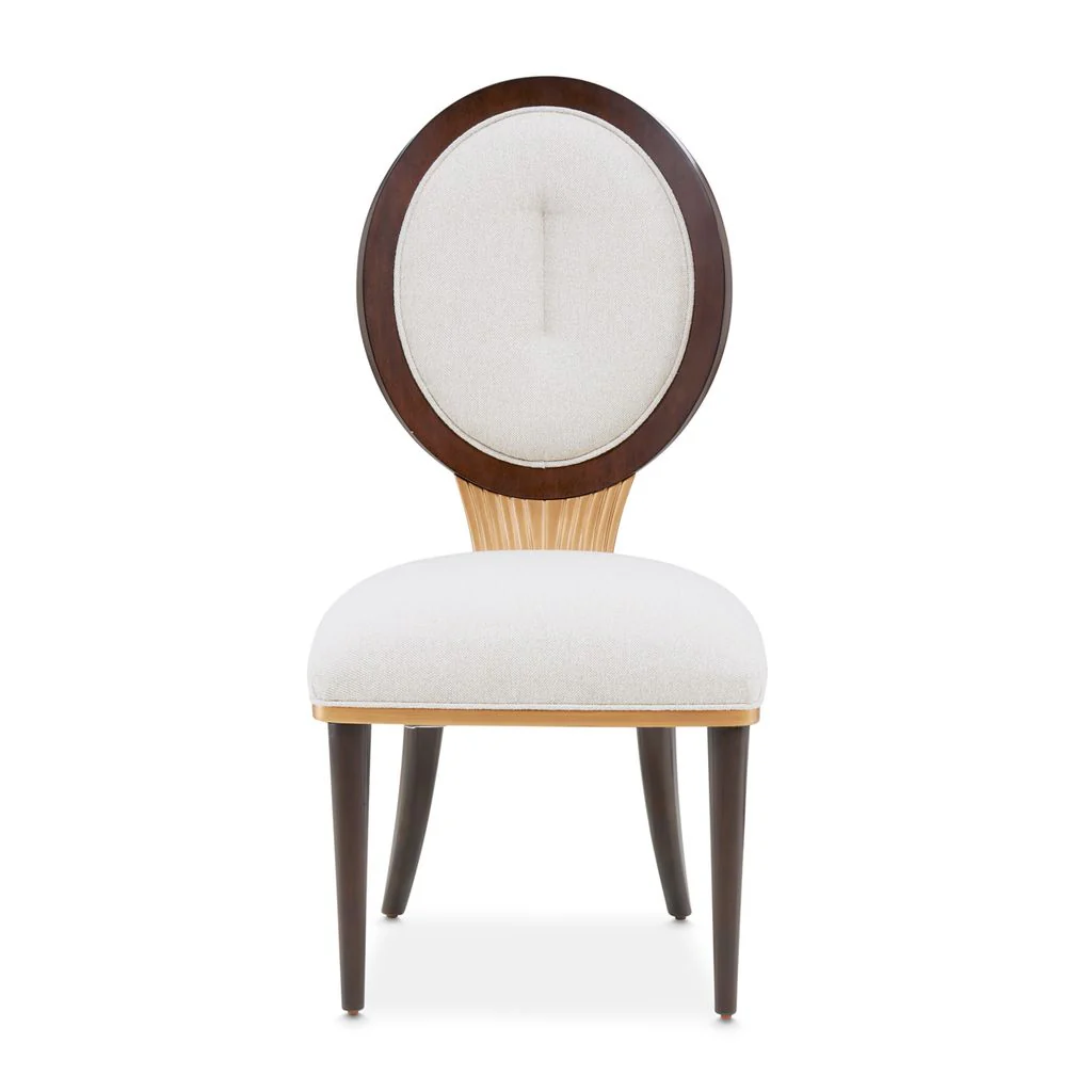 Michael Amini Camellia Field Dining Side Chair - Linen/Warm Pecan - Set of 2 - Image 2