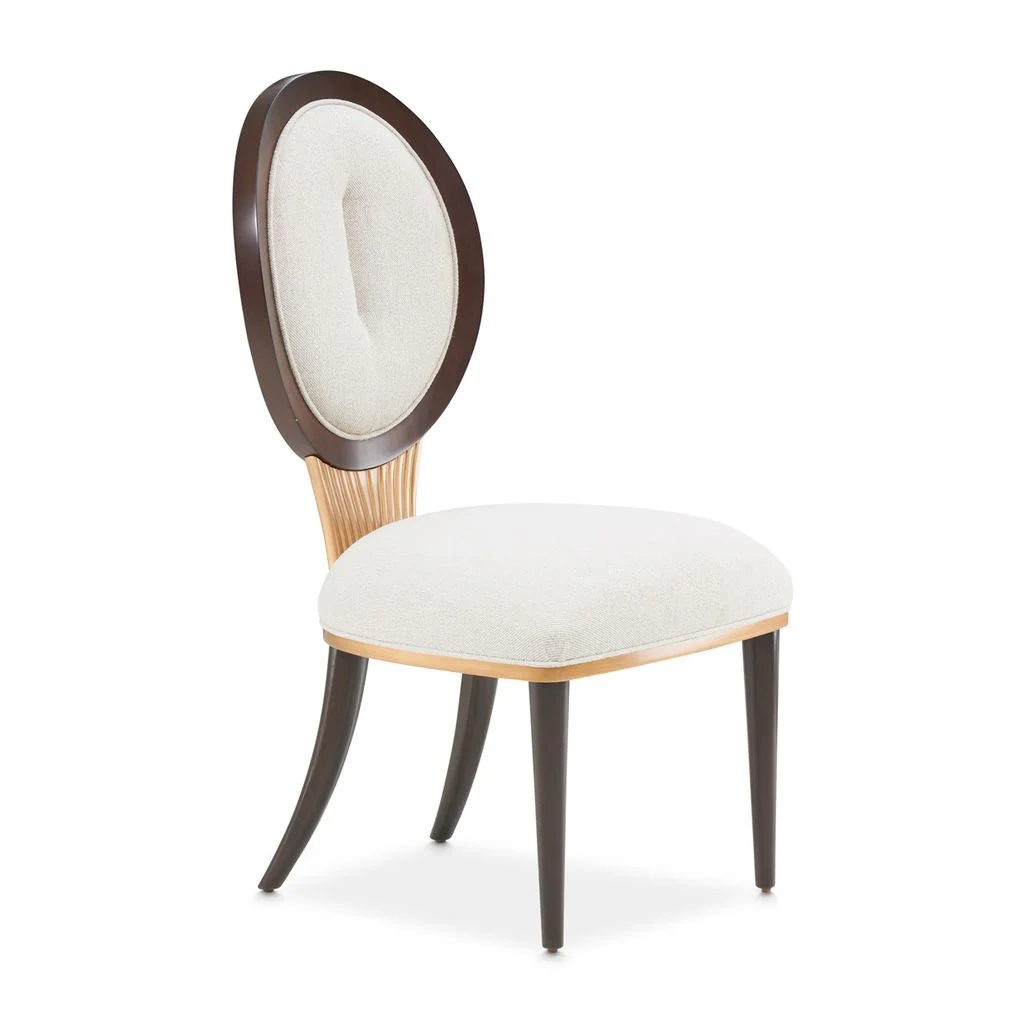 Michael Amini Camellia Field Dining Side Chair - Linen/Warm Pecan - Set of 2 - Image 3