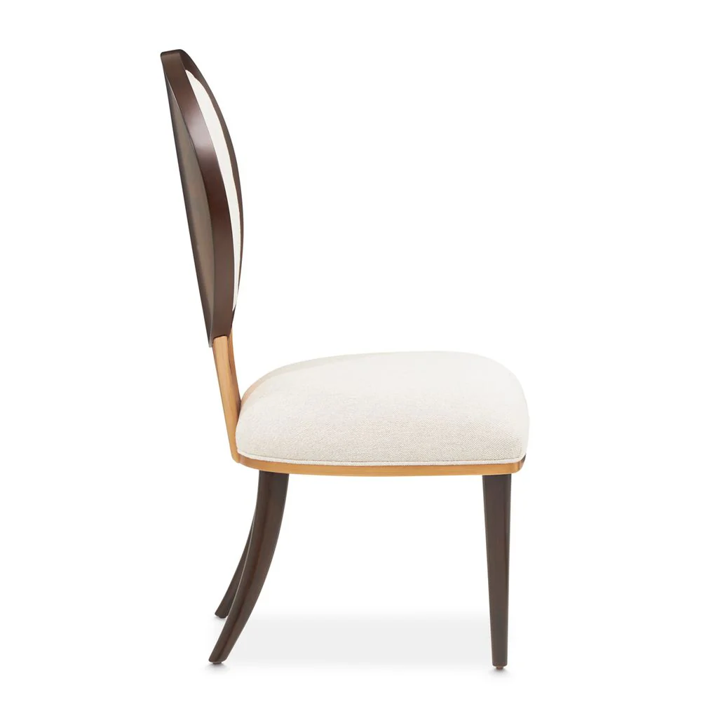 Michael Amini Camellia Field Dining Side Chair - Linen/Warm Pecan - Set of 2 - Image 4