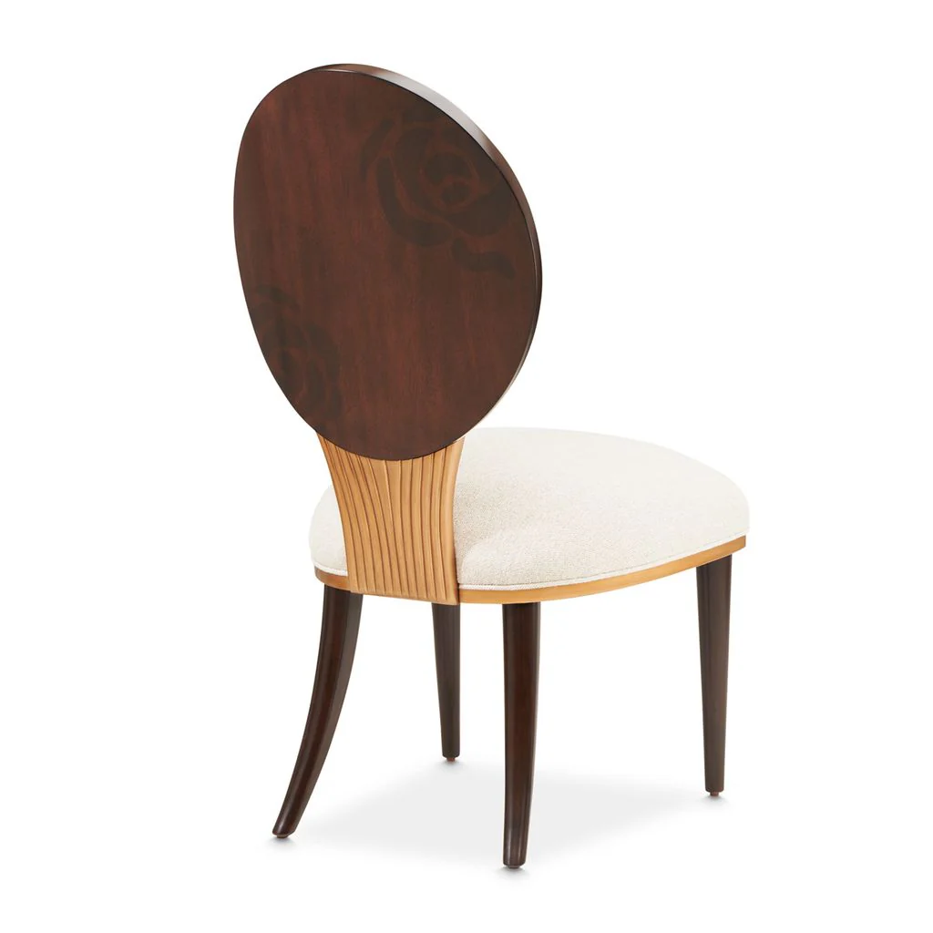 Michael Amini Camellia Field Dining Side Chair - Linen/Warm Pecan - Set of 2 - Image 5