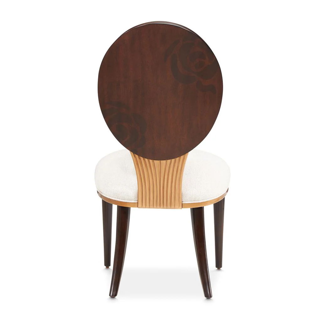 Michael Amini Camellia Field Dining Side Chair - Linen/Warm Pecan - Set of 2 - Image 6