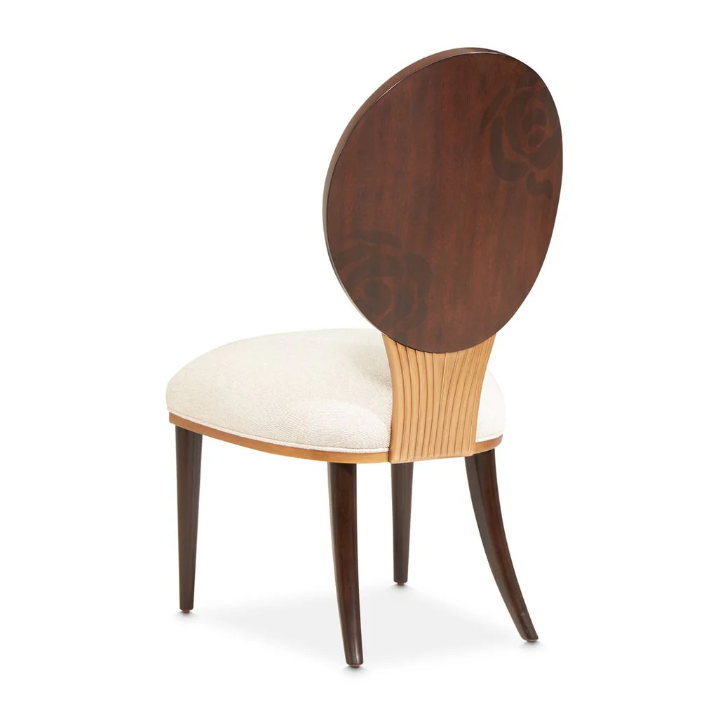 Michael Amini Camellia Field Dining Side Chair - Linen/Warm Pecan - Set of 2 - Image 7