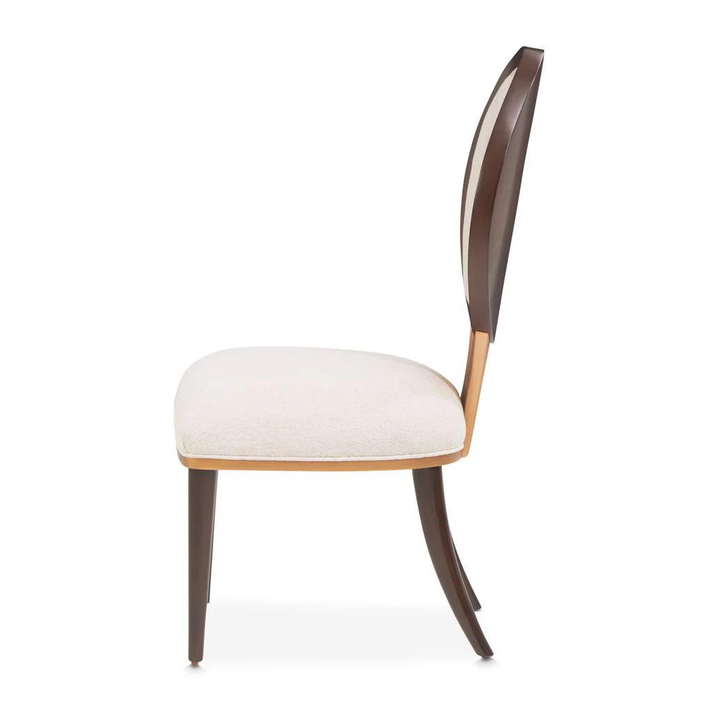 Michael Amini Camellia Field Dining Side Chair - Linen/Warm Pecan - Set of 2 - Image 8