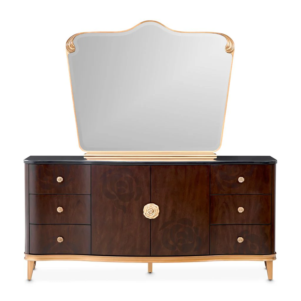 Michael Amini Camellia Field Dresser with Mirror - Image 2
