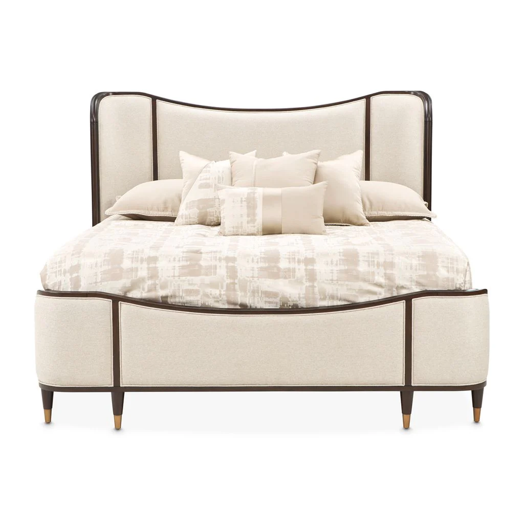 Michael Amini Camellia Field Queen Upholstered Bed - Warm Pecan - Image 2