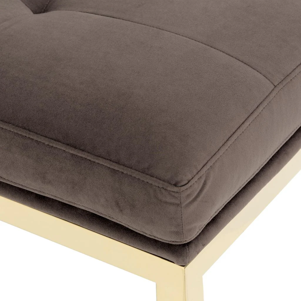 Michael Amini Dahlia Velvet Accent Bench - Chocolate/Gold - Image 6