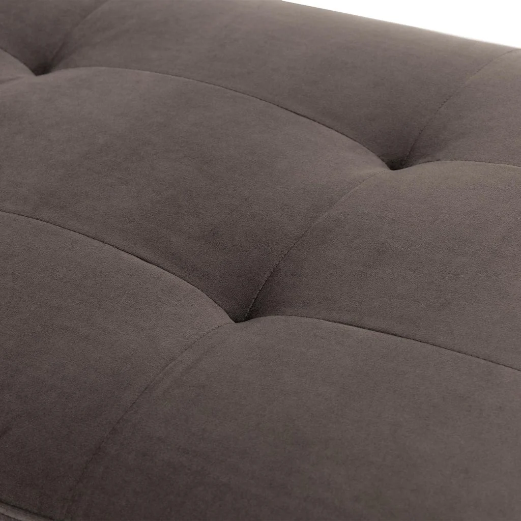 Michael Amini Dahlia Velvet Accent Bench - Chocolate/Gold - Image 7