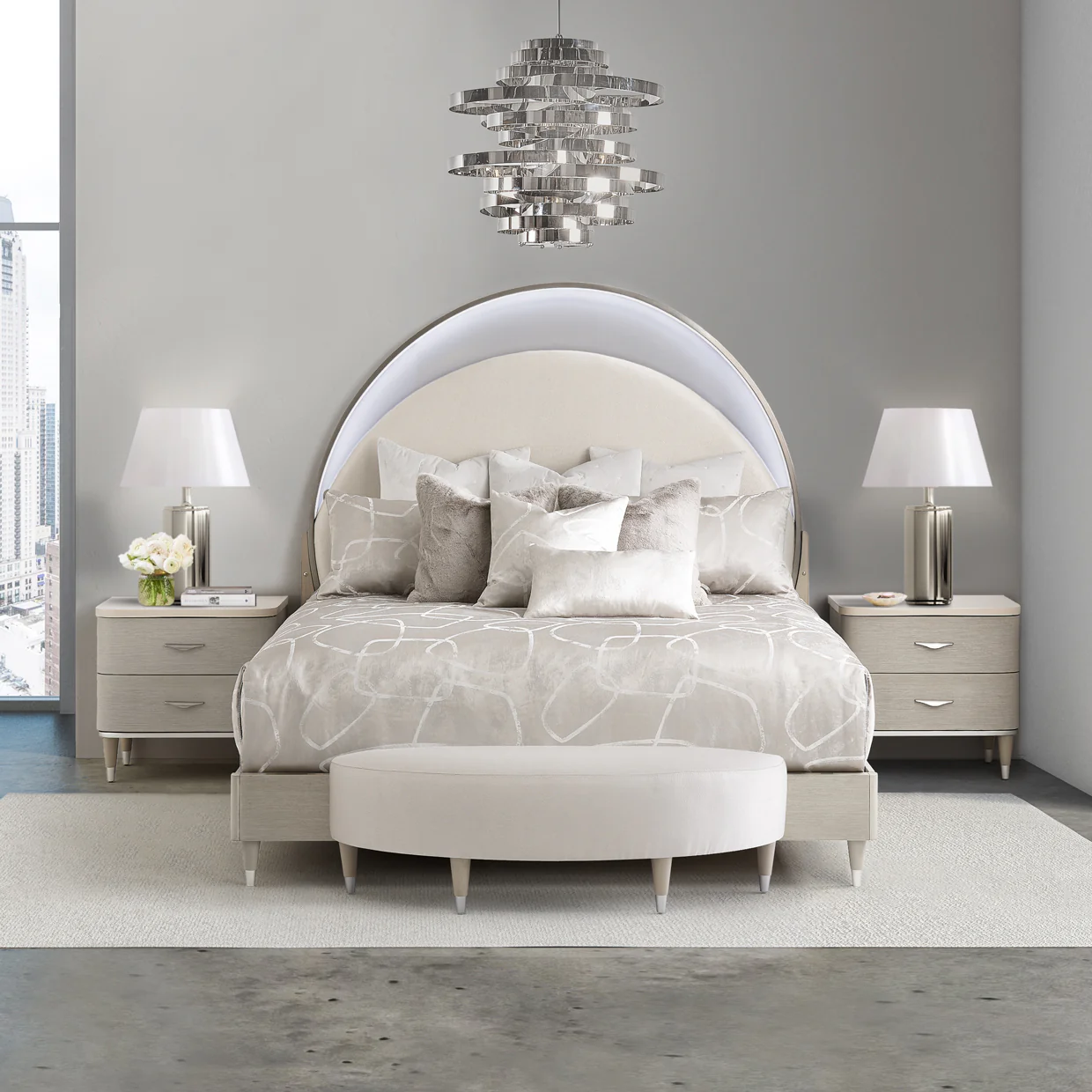 Michael Amini Eclipse Bed Bench Moonlight - Image 2