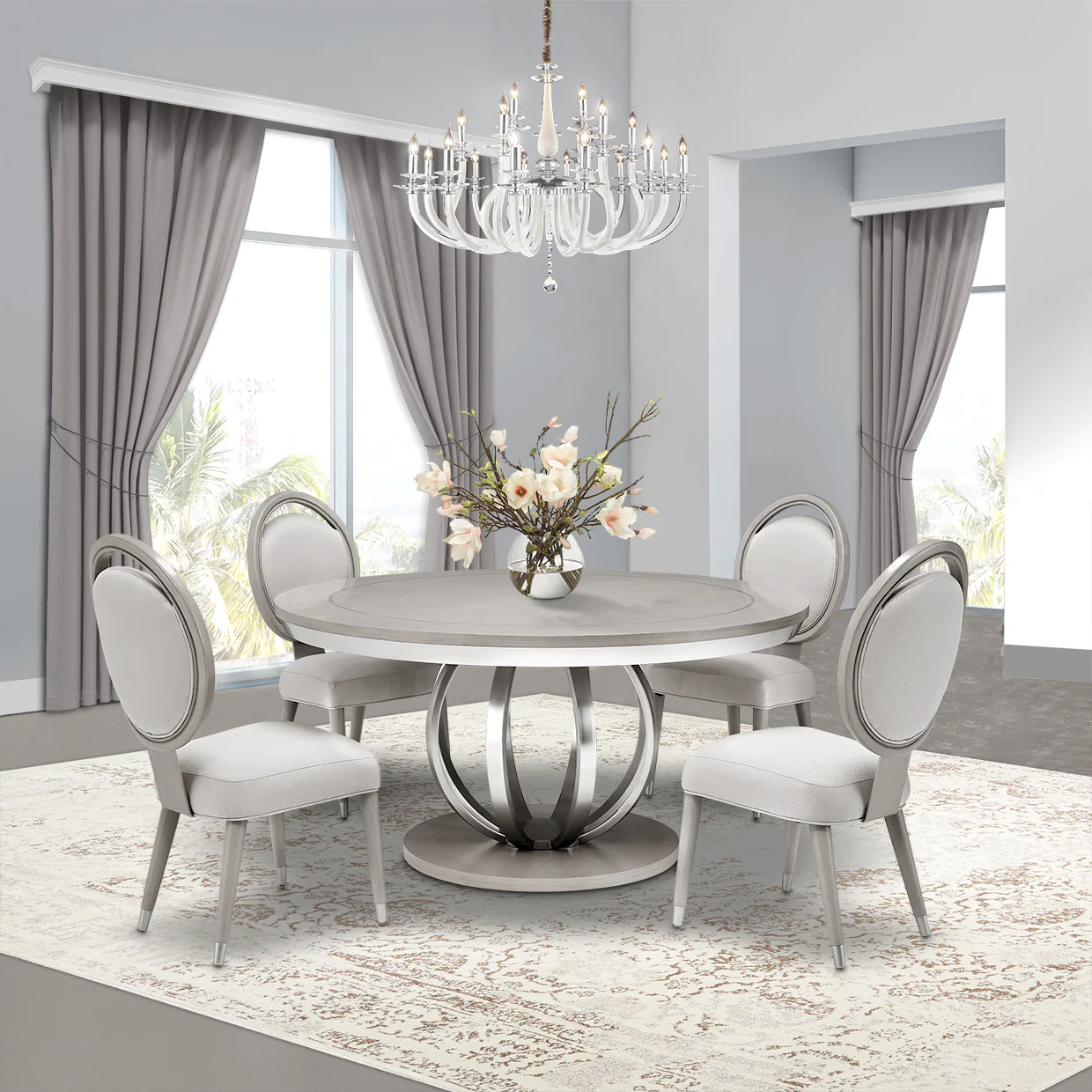 Michael Amini Eclipse Round Dining Table Moonlight - Image 2