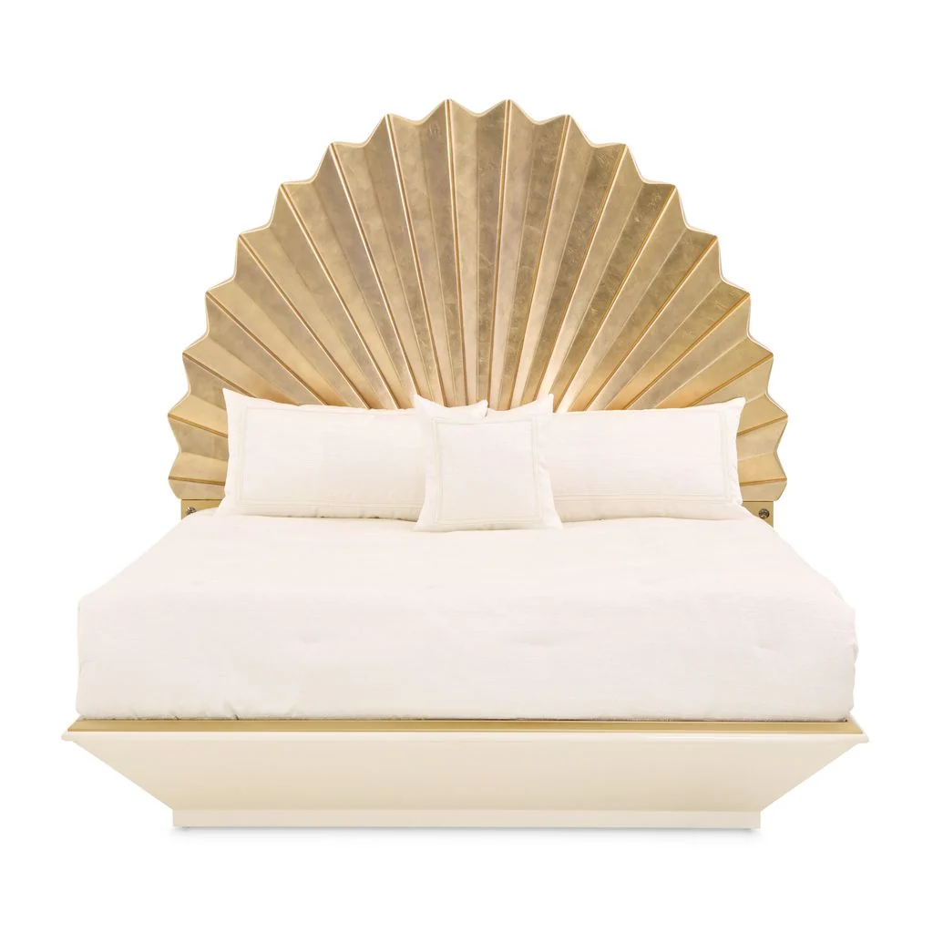 Michael Amini Fantosini King Fan Bed - Gold Leaf - Image 2