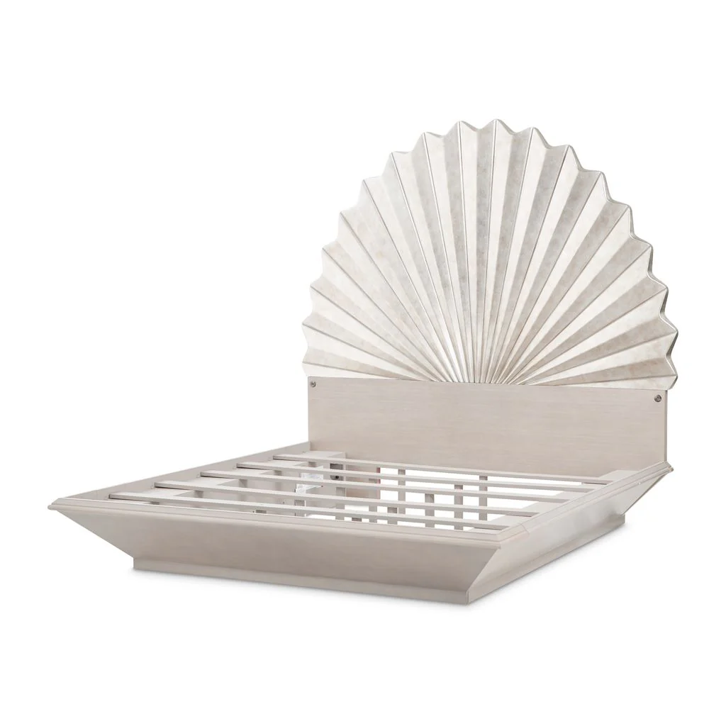 Michael Amini Fantosini King Fan Bed - Silver Leaf - Image 14