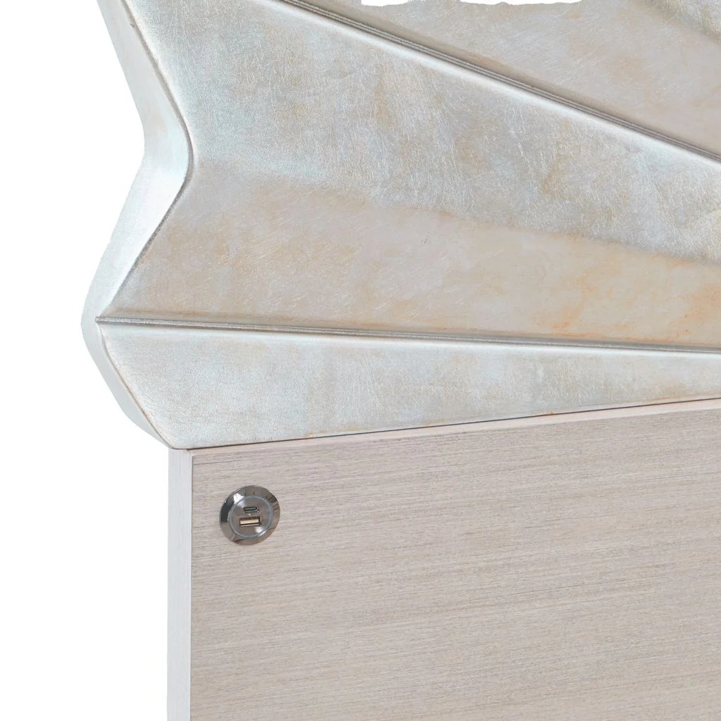Michael Amini Fantosini King Fan Bed - Silver Leaf - Image 5