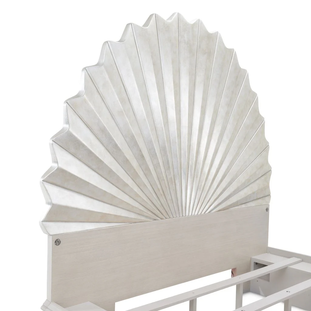 Michael Amini Fantosini King Fan Bed - Silver Leaf - Image 9