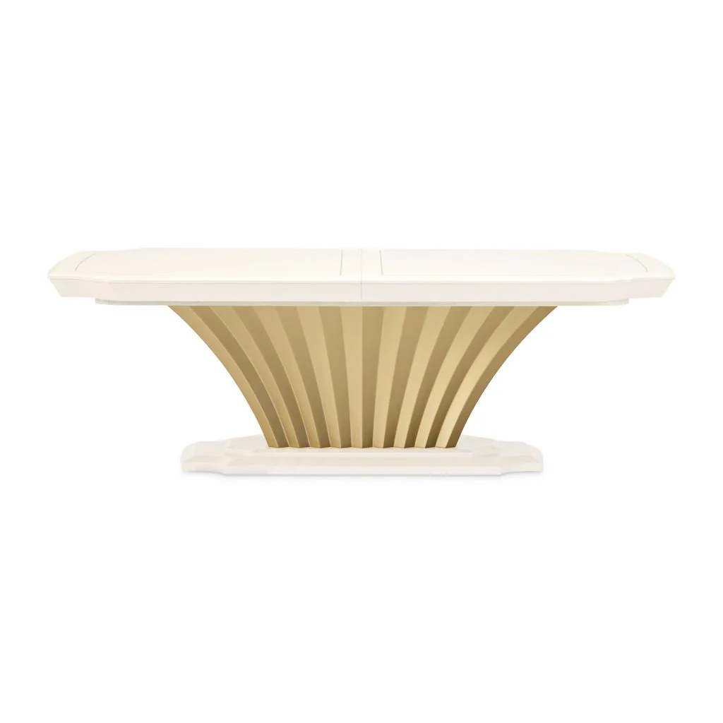 Michael Amini Fantosini Pedestal Dining Table - Creamy Pearl - Image 10