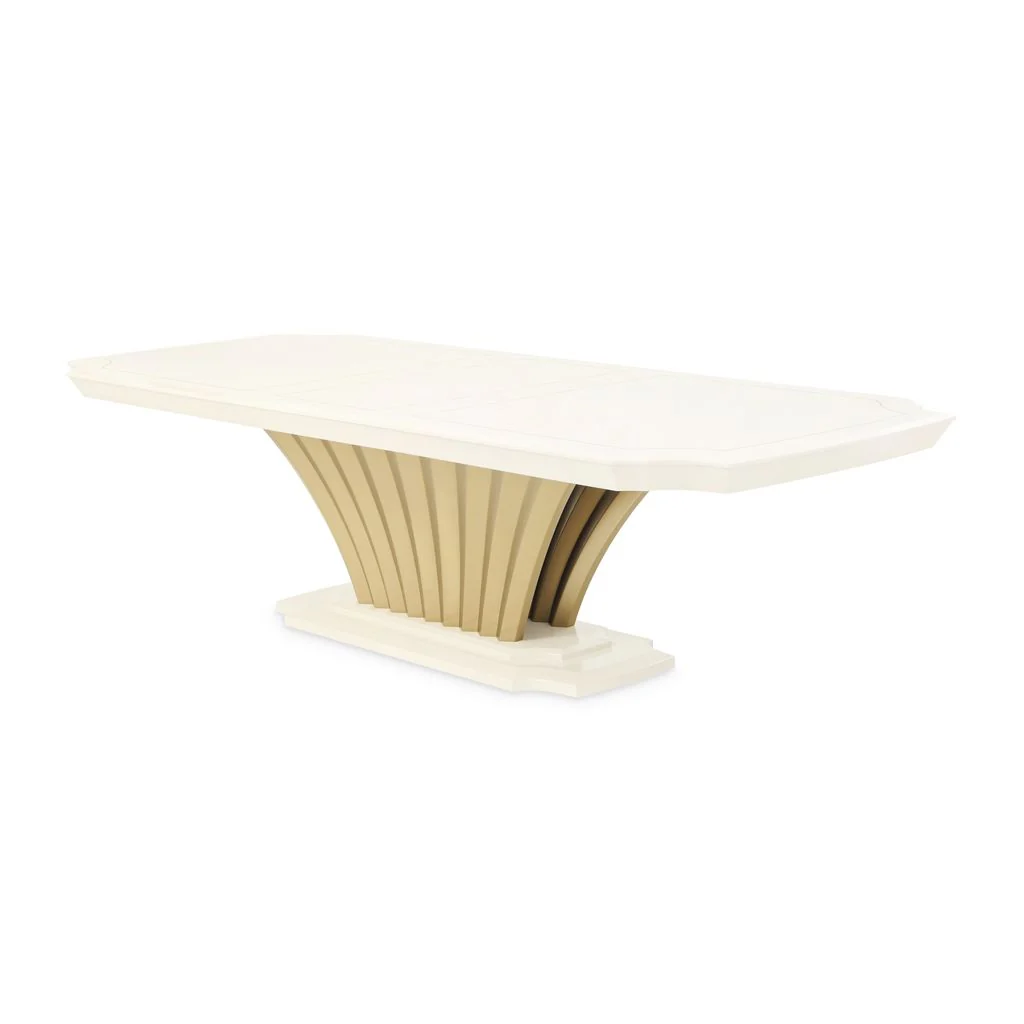 Michael Amini Fantosini Pedestal Dining Table - Creamy Pearl - Image 13