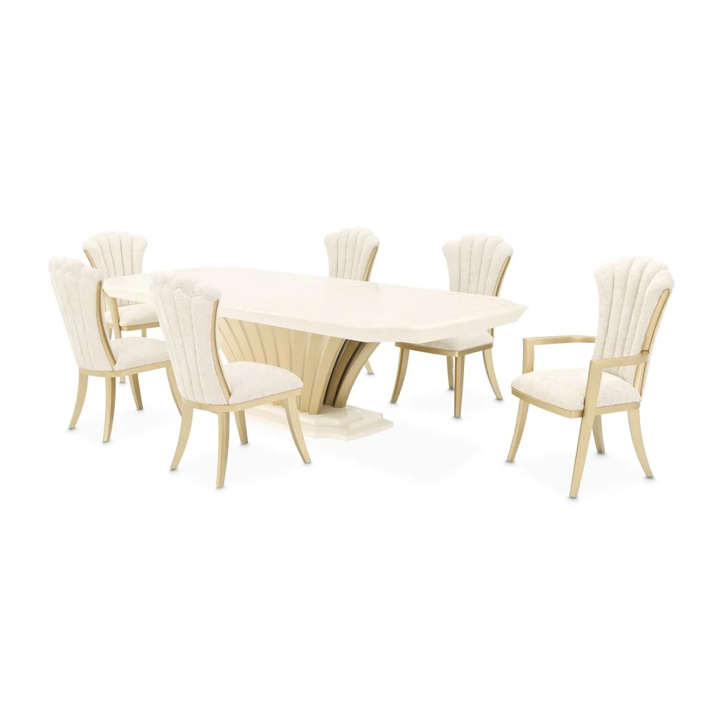 Michael Amini Fantosini Pedestal Dining Table - Creamy Pearl - Image 2