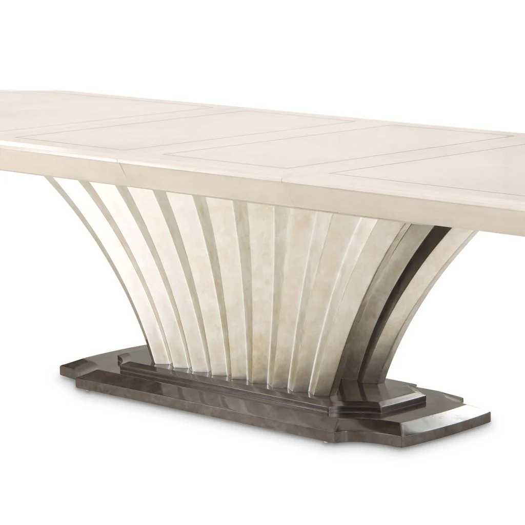 Michael Amini Fantosini Pedestal Dining Table - Silver Mist - Image 11