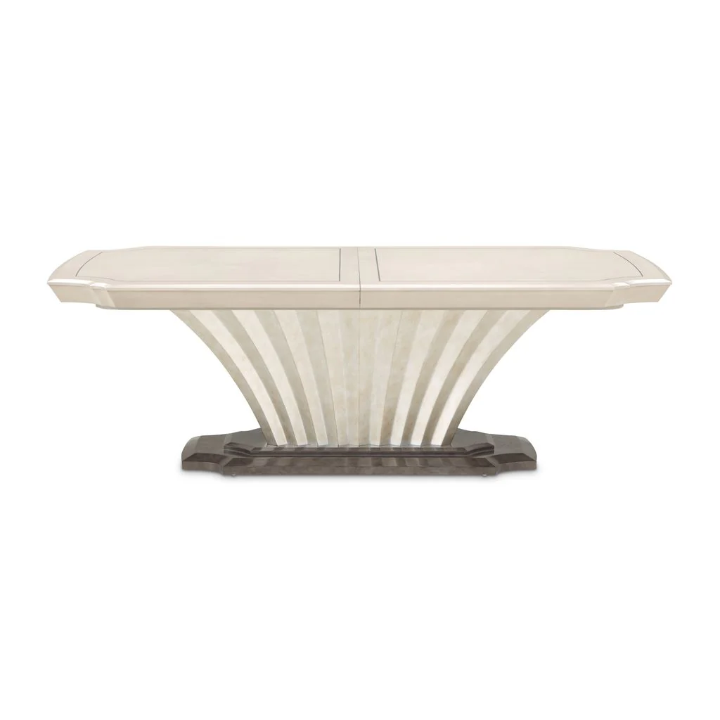 Michael Amini Fantosini Pedestal Dining Table - Silver Mist - Image 14