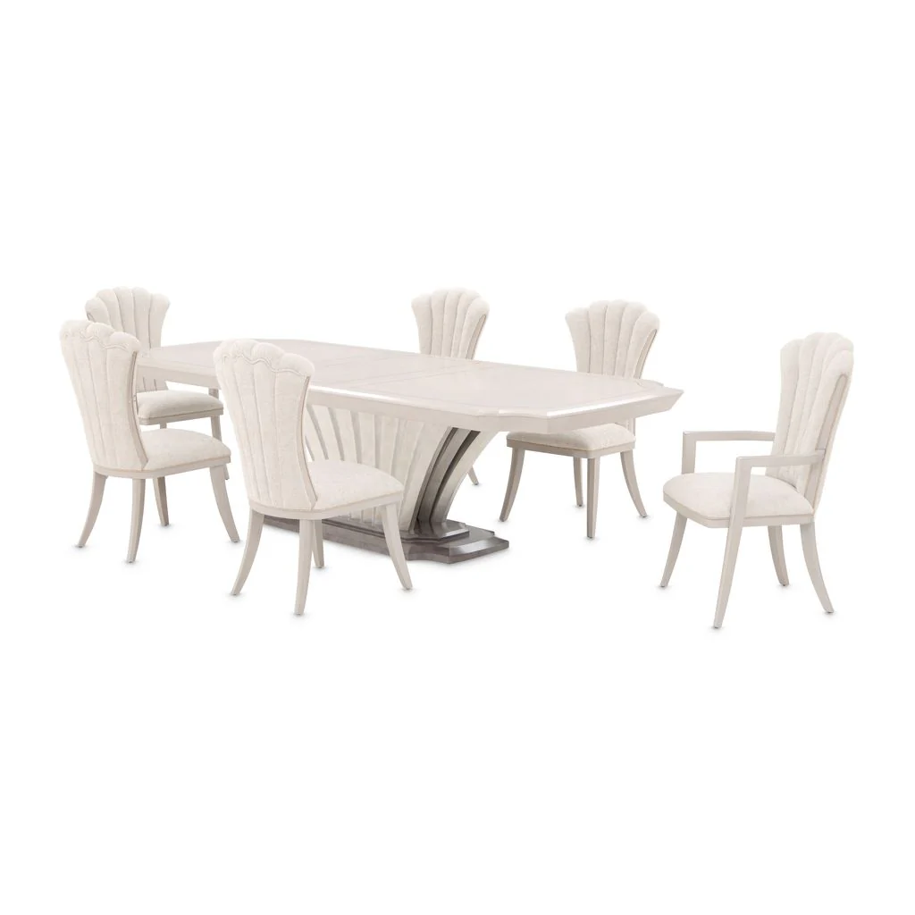 Michael Amini Fantosini Pedestal Dining Table - Silver Mist - Image 2