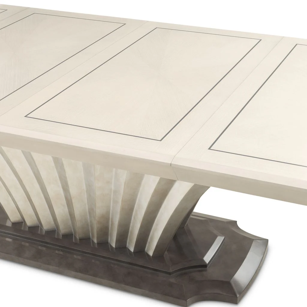 Michael Amini Fantosini Pedestal Dining Table - Silver Mist - Image 6