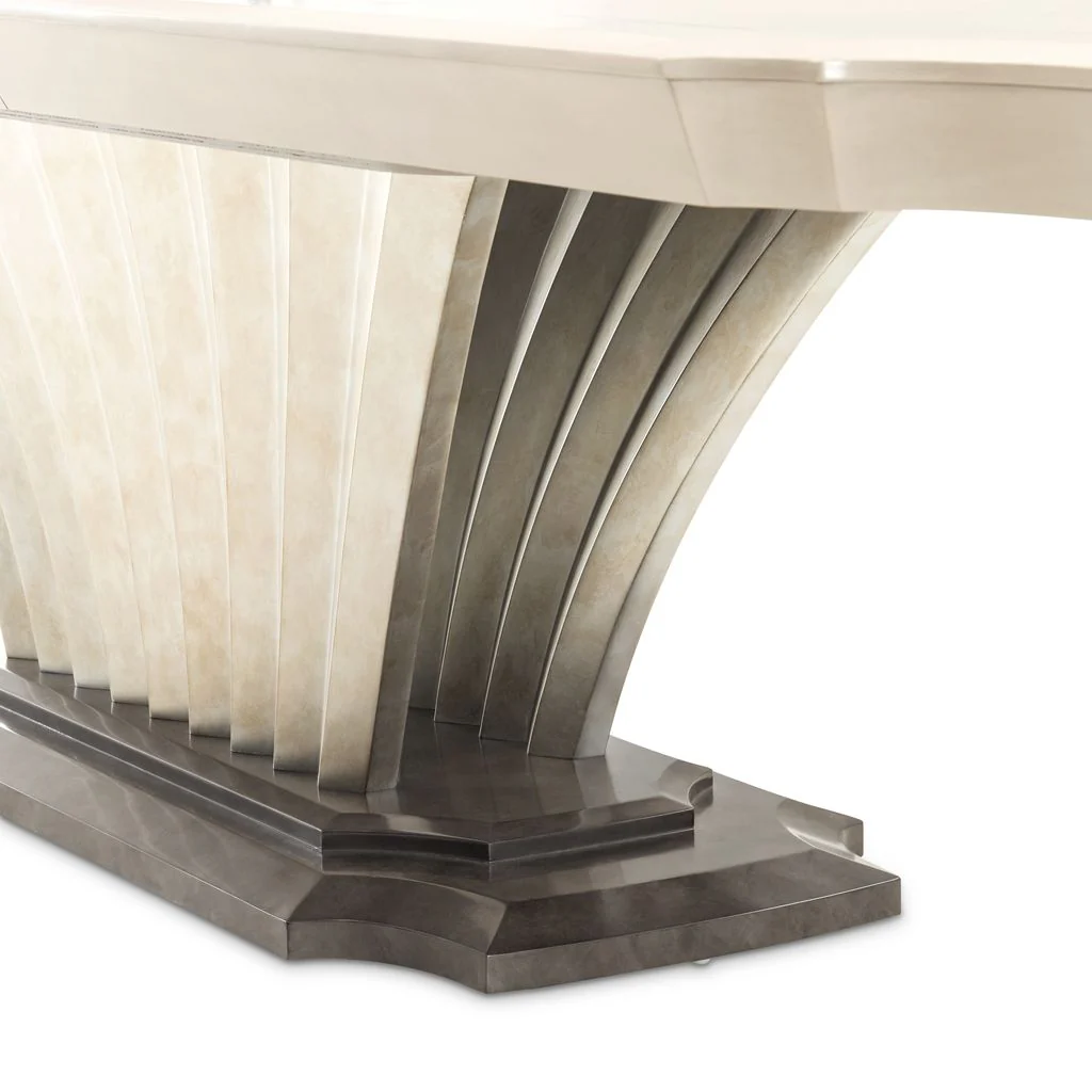 Michael Amini Fantosini Pedestal Dining Table - Silver Mist - Image 8