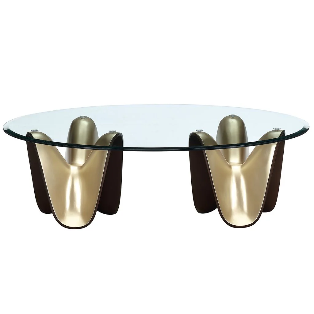 Michael Amini Houston Cocktail Table - Brushed Gold - Image 2