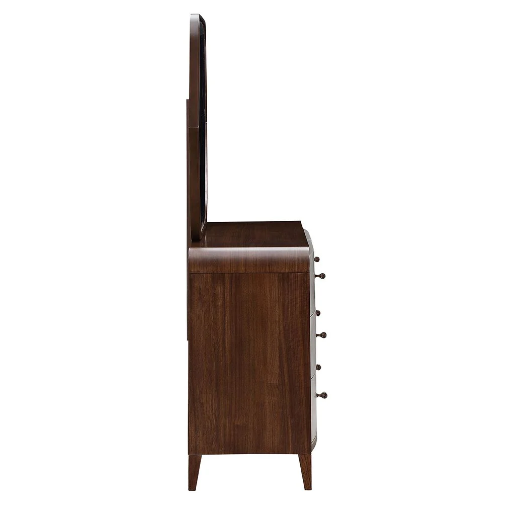 Michael Amini Houston Dresser with Mirror - Walnut - Image 4