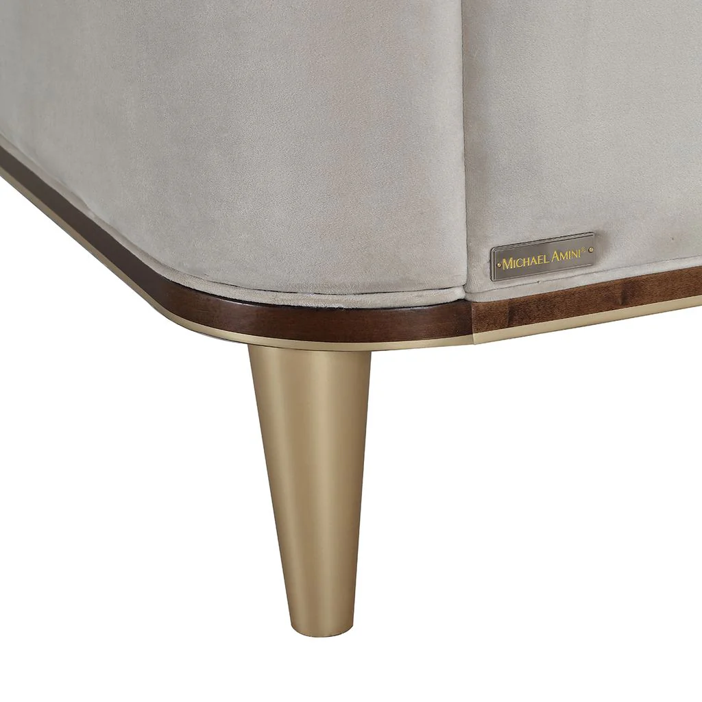 Michael Amini Houston Eastern King Channel Tufted Panel Bed - Porcini/Walnut - Image 3