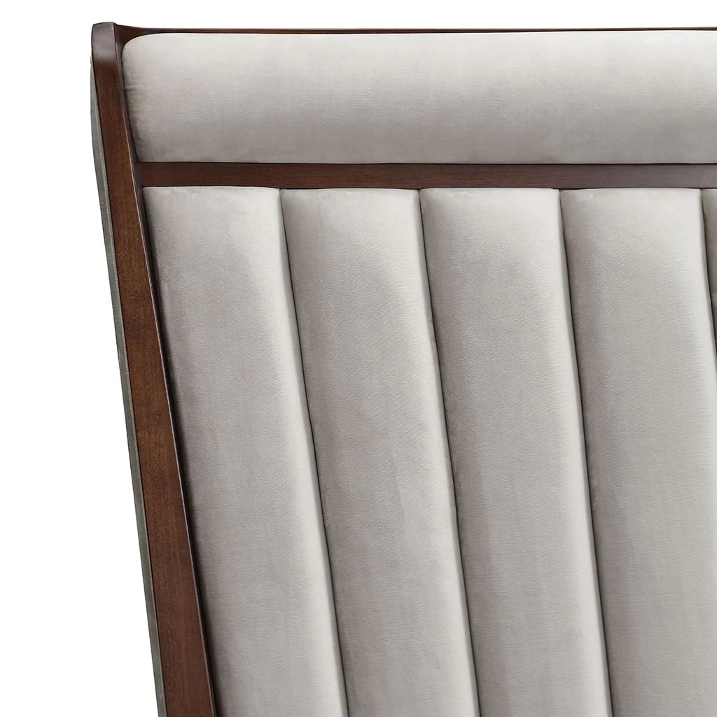Michael Amini Houston Eastern King Channel Tufted Panel Bed - Porcini/Walnut - Image 4