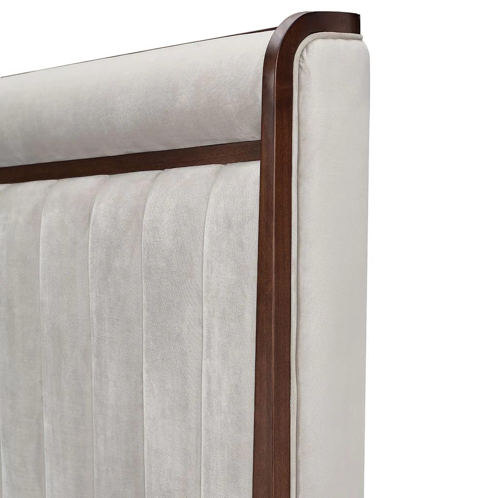 Michael Amini Houston Eastern King Channel Tufted Panel Bed - Porcini/Walnut - Image 5