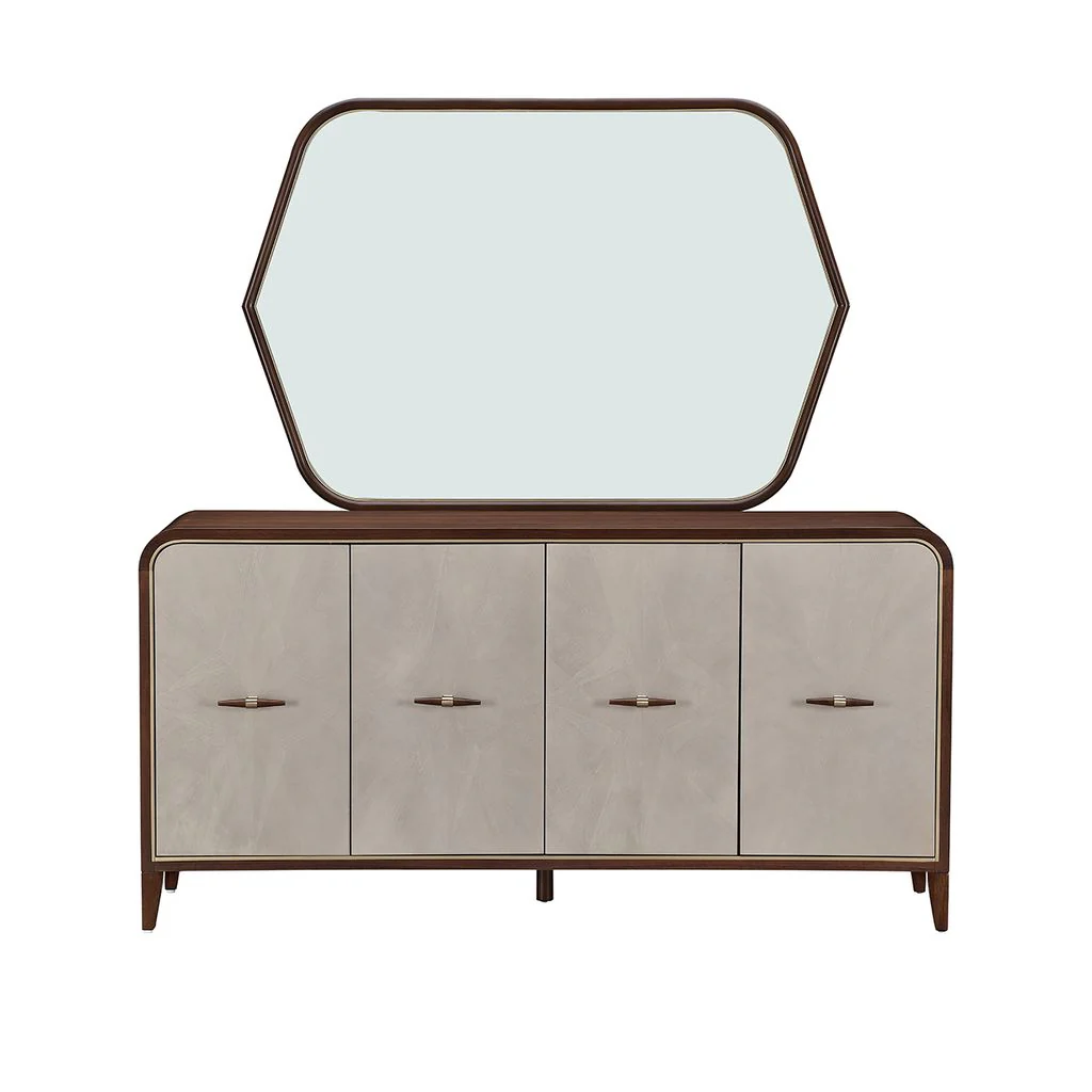 Michael Amini Houston Sideboard with Mirror - Walnut - Image 3