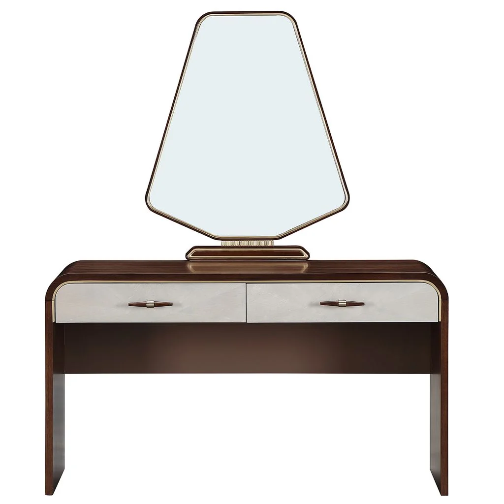 Michael Amini Houston Vanity Table with Mirror - Walnut - Image 2